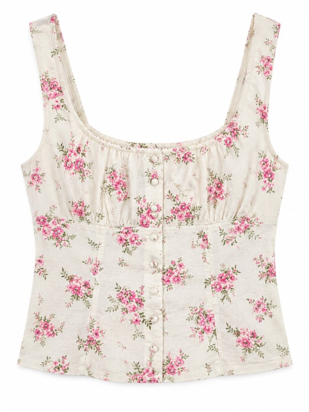 Floral Smocked Button Front Tank Top Cottagecore Medium